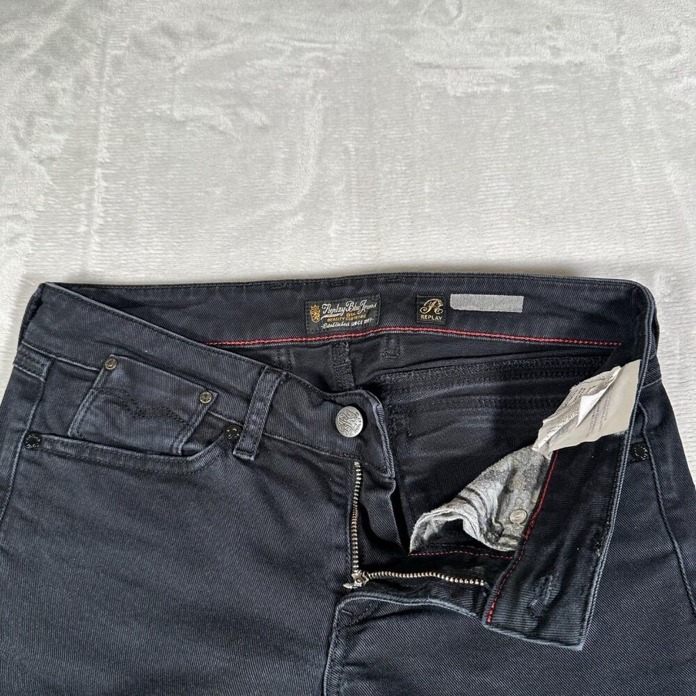VTG Replay Jeans Men Size W27 L32 Black Skinny Cotton Blend Low Rise Denim 90s - Picture 7 of 14